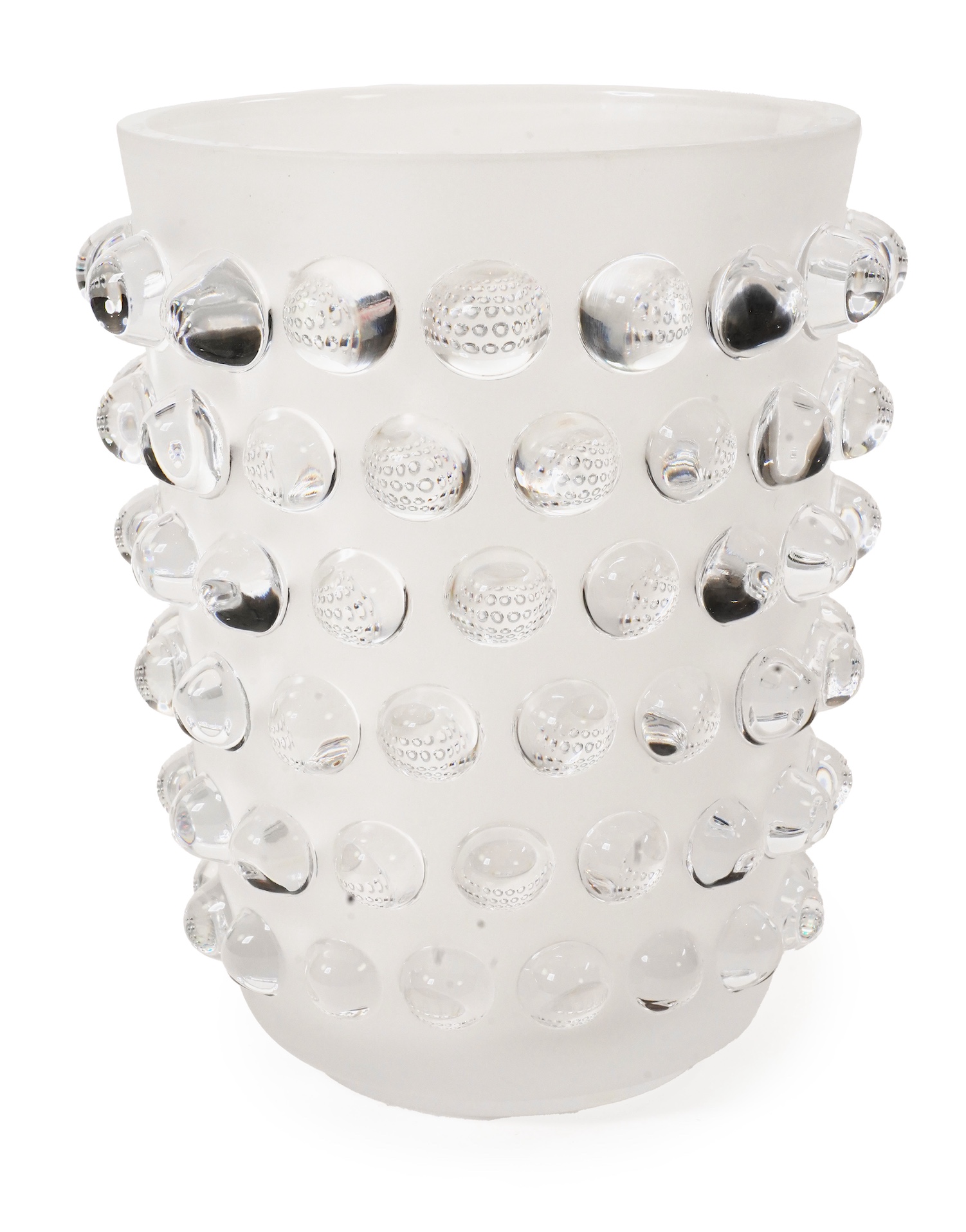 Lalique, France: A clear and frosted glass 'Mossi' vase